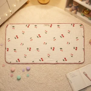 Cartoon Print Pure Cotton Gauze Towel Four Layer Rectangle with Crochet Edge for Kids Face and Hand Wash Use