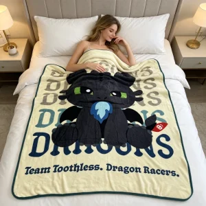 Cartoon Printed Black Dragon Flannel Throw Blanket Soft Fantasy Style Sofa Bed Warm Cozy Kids Home Decor Bulk