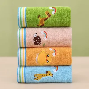 Cartoon Printed Embroidered Children’s Towel Soft and Cute Children’s Face Towel 100% Cotton Solid Color Absorbent Small Towel