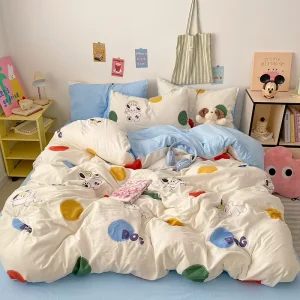 Cartoon Printed Microfiber Sheet Set Queen Size 4 Piece Soft Hotel Extra Deep Pock Sheet Set