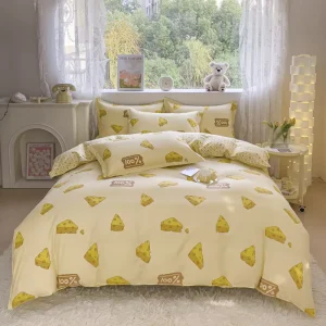 Casual Fresh Style Soft Touch Flannel Washed Cotton Complete Bedding Set (3 or 4 Pcs) for Home Hotel Hostel Use