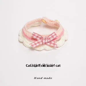 Cat Dog Collars Japanese Style Sweet Neck Wraps Soft Wool Yarn Handmade Pet Accessories Bow Knot Kitten Scarves Dog Drool Bibs