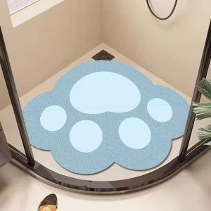 Cat Paw Shaped PVC Coil Bath Mat Hollow Drainage Anti slip Shower Rug Safety Floor Pad for Bathroom Shower Room Household