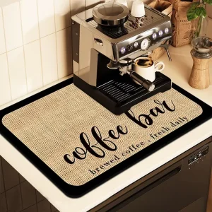 Cedar Space Kitchen Placemats Dish Drying Mat Super Absorbent Cuttable Coffee Mat Hide Stain Bar Mat for Kitchen Counter Coffee Bar