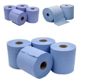 Center Pull Industry Wiping Paper Towel Virgin Wood Pulp Blue Recycled Material 6 Rolls/CTN Hand Towel Bathroom