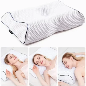 Cervical Bed Pillow for Back Support Modern Geometric Pattern Contour Sleeping Pillow for Stomach Side Sleepers