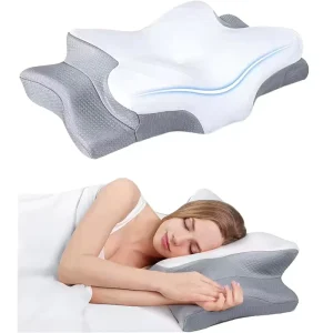 Cervical Memory Foam Pillow for Neck Pain Relief Butterfly Ergonomic Orthopedic Contour Bed Pillows for Side Back Sleepers