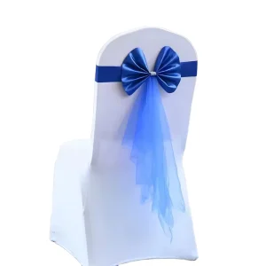 Chair Bow Romantic Elastic Chiffon Chair Decoration Pre Tied Chair Sashes Wedding Table Sashes