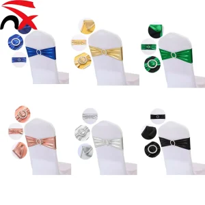 Chair Bows with Buckle Wedding Universal Elastic Premium Stretch Chair Band Ties for Party Easter Ceremony Decoration