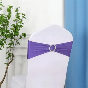 Chair Covers Sashes and Bows Sash Ties Bow with Buckle Slider for Wedding Reception Hotel Event Banquet Elastic Stretch Spandex