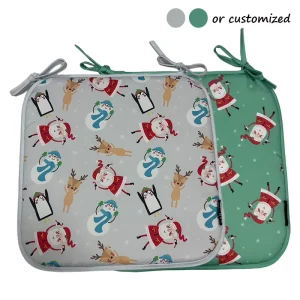 Chair Cushions for Dining Chairs Removable Customized D Shaped Seat Cushions with Ties Washable Christmas Chair Pads
