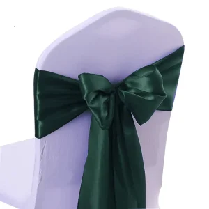 Chair Ruffle Sashes for Wedding Decoration Green Bow Knot Satin Sashes Chair Cover