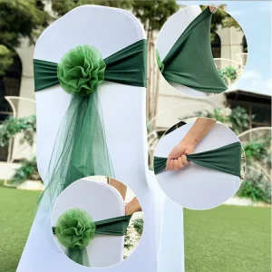 Chair Sash Hotel Banquet Decorative Knot Satin Pastel Spandex Bow Sashes for Wedding Organza Chair Wedding Table Sashes