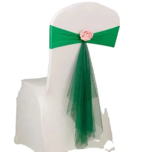 Chair Sash Wedding Bow Tie Band Fashion Various Colour Spandex Sashes With Rose Ball Artifical Flower and Organza