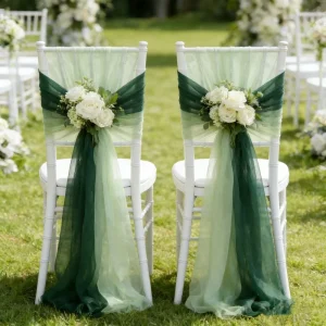 Chair Sashes 275cm Long Aisle Wedding Chair Back Side Decorations Fabric Sheer Church Tulle Chairs sash