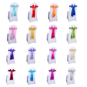 Chair Sashes Satin Chair Bows for Wedding Birthday Party Chairs Ribbons Ties Fitted Banquet Folding Chair Event Chairs Knots Tie