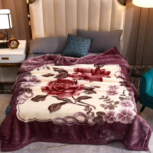 ChamXue Raschel Blanket Double Layer Thickened Woven Raschel Print Eco friendly Modern Winter Warm Throw Flannel Wedding Blanket