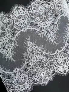 Chantilly Lace Fabric Handmade Crochet French Lace for Wedding Design Corded Lace