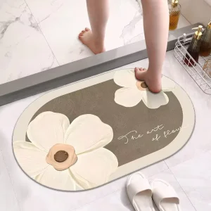 ChaoYue Modern Bathroom Quick Dry Water Absorbent Printed Diatomaceous Earth Mats & Rugs Set Non slip Backing Sustainable Design