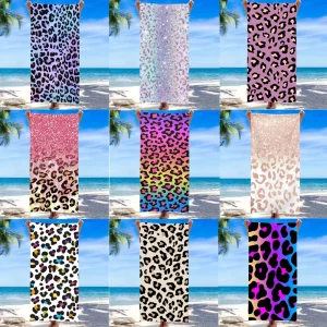 Charming Leopard Print Microfiber Beach Towel Summer Sun Protection Shawl Large Absorbent Bath Towel for Outdoor Swimming