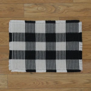 Check Design Anti Slip Area Rugs White Black Color Bath Mats Home Room Floor Decoration