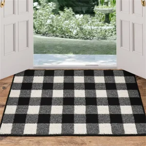 Checkerboard Tufted Polypropylene Door Mat Washable Floor Protector Non Slip Absorbent Stain Resistant Pet Friendly Entrance Mat