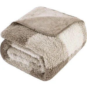 Checkered Extra Thick Warm Winter Sherpa Fleece Knitted Throw Blanket for Sofa Beds