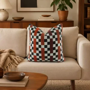 Checkered Jacquard Cushion Cover Multi Color Textured Stripe Throw Pillow Case for Modern Home Decor