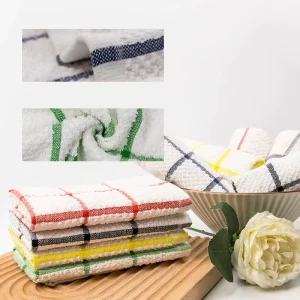 Checkered Pattern Cotton Eco-Friendly Kitchen Towel Vintage Square Honeycomb Cleaning Towels 35g Multi-function 31x31cm Dish