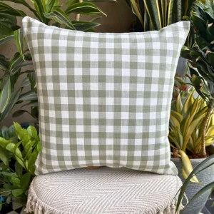 Checkered Throw Pillow Cover 16×16 Inch Cotton Buffalo Checks Green and White Checks Pillow Nursery Decor Country & Farmhouse