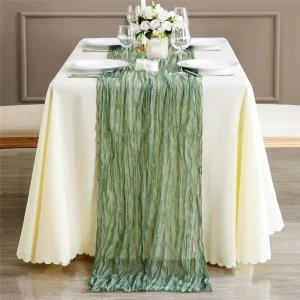 Cheese Cloth Table Linens Gauze Cotton Sage Green Table Cloth Runner