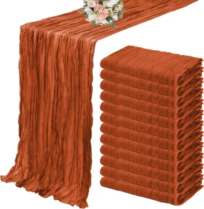 Cheesecloth Boho Table Runners Cheesecloth Table Runner with Napkins Sage Green Table Runner Wedding Decorations for Reception
