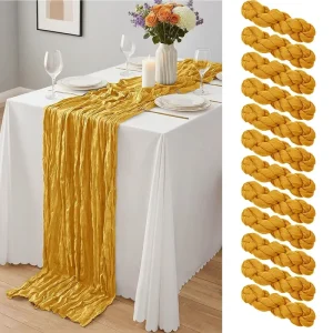 Cheesecloth Table Runner 35x120Inch Wedding Ginger Cheese Cloth Table Runner 10FT Boho Gauze Table Runner