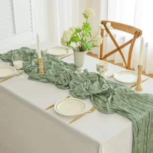 Cheesecloth Table Runner Boho Rustic Farmhouse Gauze Sheer Runner for Wedding Party Baby Shower Birthday Home Decor