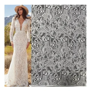 Chemical Fabrics Guipure White Garment Textile Bridal Chemical Lace Fabric for Wedding Dress