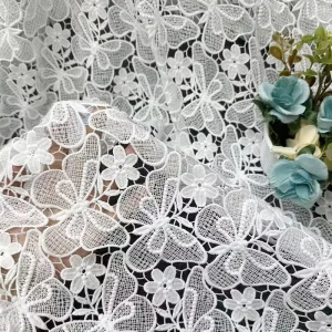 Chemical Hollow Out Guipure Embroidery Lace Fabric for Evening Dress Wedding Dress African