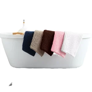 Chenille Bath Mat Anti Slip Luxury Floor Mats Custom Logo Soft Washable Water Absorbent Solid Machine Made