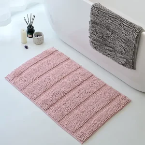 Chenille Bath Mat Machine Made Water Absorbent Cushioned Bathroom Carpet Washable Anti Slip Custom Bathroom Rug