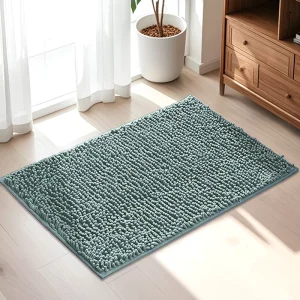 Chenille Bath Mat Non Slip Super Absorbent Fast Drying Hard Bath Mat for Bathroom Shower Floor Rug for Bathroom