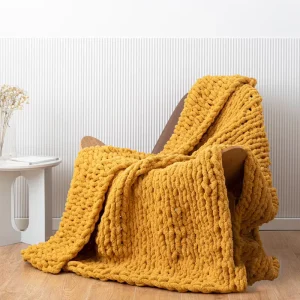 Chenille Chunky Yarn Home Textiles Sofa Blanket Handmade Knitted Cozy Skin Friendly Super Soft Knitted Weighted Blanket