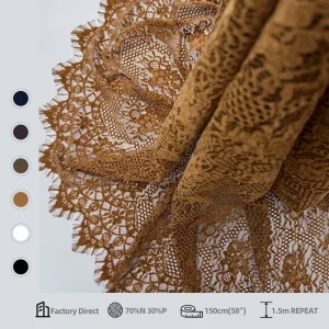 Chenille Eyelash Lace 70% Nylon 30% Polyester 3D Floral French Lace Fabric for Evening Wear & Women Dress