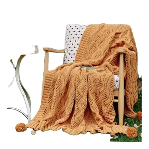 Chenille Fabric Blanket With Fringes Throw Blanket Outdoor Warm Throw