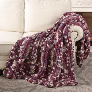 Chenille Knit Pattern Blanket Soft Hand Knit American Style Crochet Chunky Throw Home Bed Use