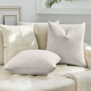 Chenille Loop Pile Fade Resistant 18×18 Inch Modern Decorative Throw Pillow Covers Soft Boho Neutral