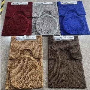 Chenille Short pile Water absorbent Non slip Machine Washable Bathroom Three piece Rug Setbathroom Doormat Kitchen Mat Modern