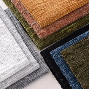 Chenille Sofa Fabric Yarn Dyed Striped Herringbone Plain Breathable Woven Jacquard 100% Polyester Home Textile Pillow Cover