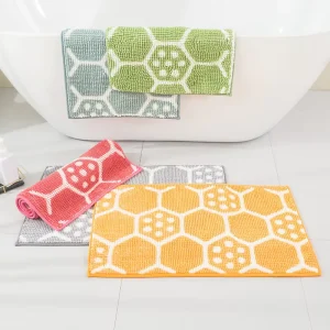Chenille Striped Bathroom Rug Mat Extra Thick and Absorbent Bath Rugs Non Slip Soft Plush Shaggy Bath Carpet