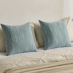 Chenille Throw Pillow Covers Soft Line Textured Decorative Fade Resistant Zipper Closure Modern