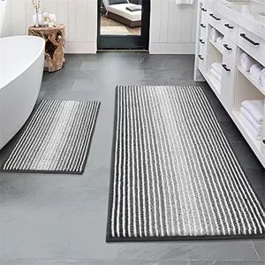 Chenille Tufted Modern Bath Mat Washable Anti Skid Water Absorbent Quick Dry Shower Bathroom Rug for Home & Hotel Use