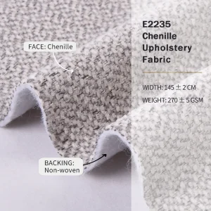 Chenille Upholstery Sofa Fabric Plain Woven Waterproof Yarn Dyed Polyester OEKO TEX GRS REACH Certified Jacquard E2235